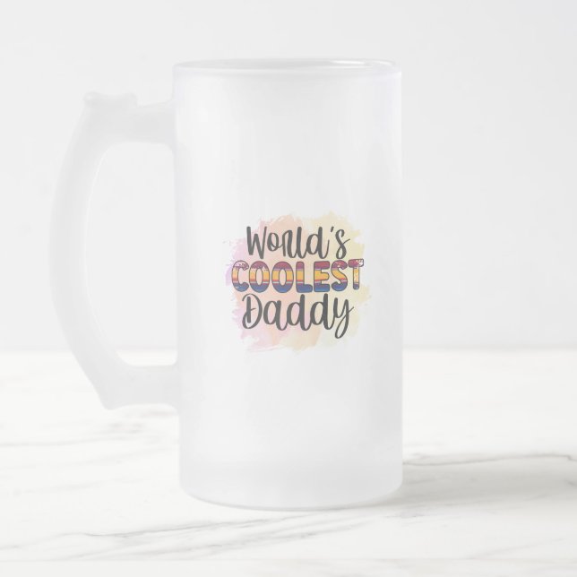 World's Coolest Pappa - Roligt Far's Day Tee Frostat Ölglas (Vänster)
