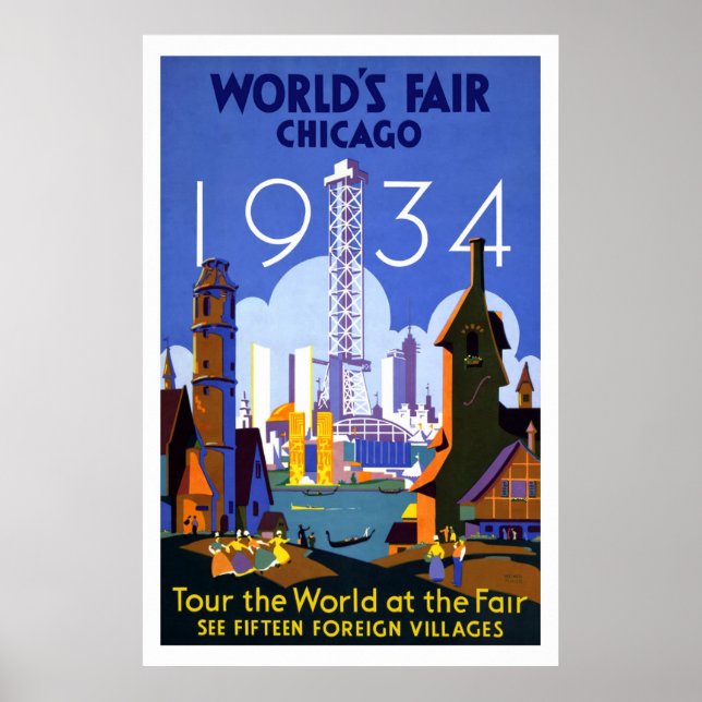 "World's Fair, Chicago 1934" Vintage Poster (Framsidan)