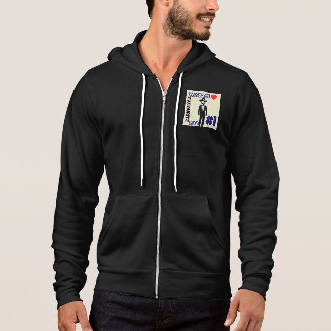 World's Favorite Pappa #1 Black Zip-Up Hoodie T Shirt (Framsida)