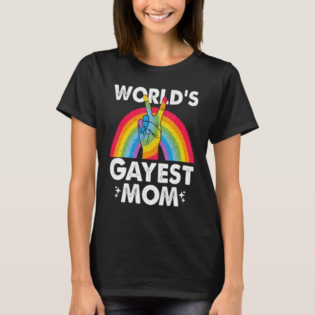 Worlds Gayest Mamma Proud Mamma Gay pride Month Ra T Shirt (Framsida)