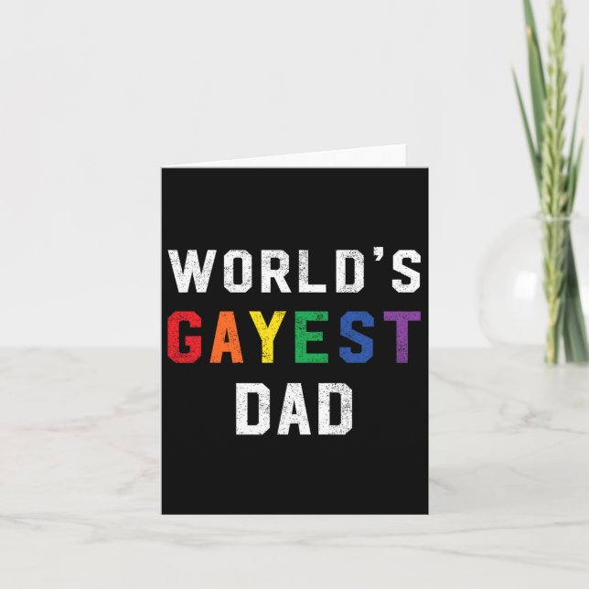 Worlds Gayest Pappa Cute Gay pride Lgbt Fars dag Kort (Framsida)