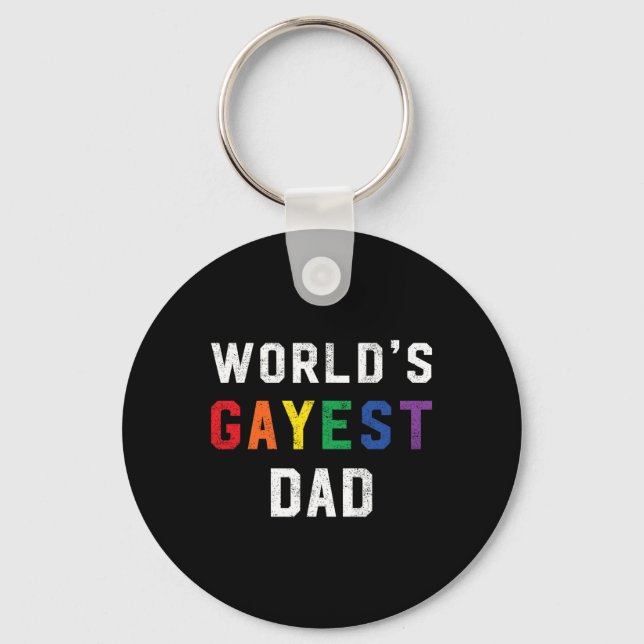 Worlds Gayest Pappa Cute Gay pride Lgbt Fars dag Nyckelring (Framsida)