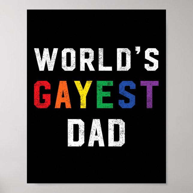 Worlds Gayest Pappa Cute Gay pride Lgbt Fars dag Poster (Framsidan)