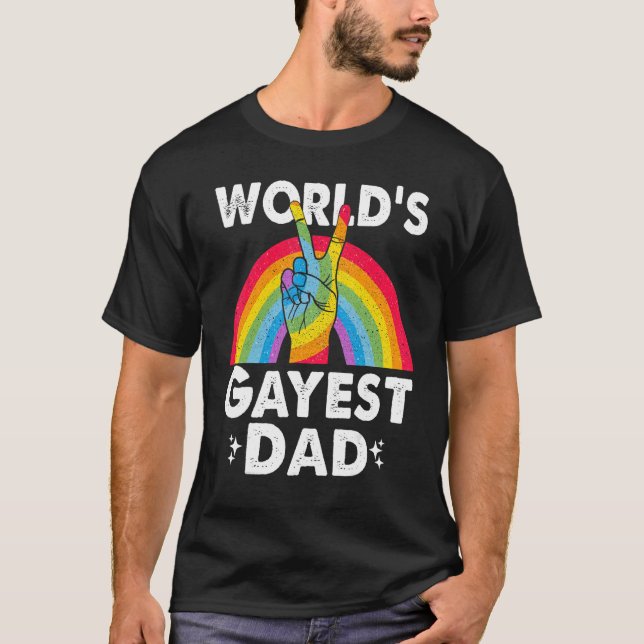 Worlds Gayest Pappa Proud Pappa Gay pride Month Ra T Shirt (Framsida)