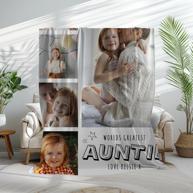 Worlds Greatest Auntie Trendy Photo Strip Fleecefilt (Skapare uppladdad)