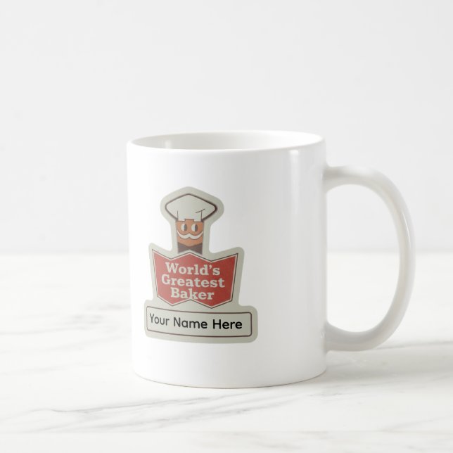 World's Greatest Baker Retro Cartoon Custom Mug Kaffemugg (Höger)
