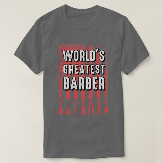 Worlds Greatest Barber Stylist American Flagga Pat T Shirt (Design framsida)
