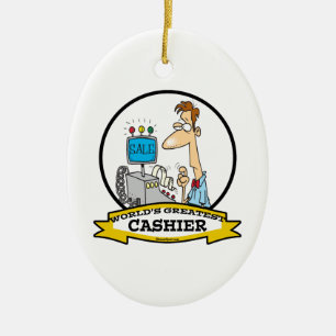 WORLDS GREATEST CASHIER MANAR TECKNAD JULGRANSPRYDNAD KERAMIK