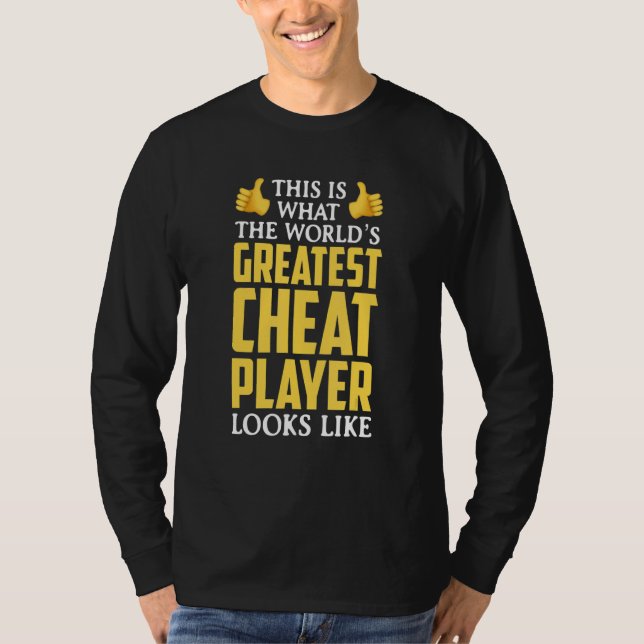 World's Greatest Cheat Player Card Game T Shirt (Framsida)