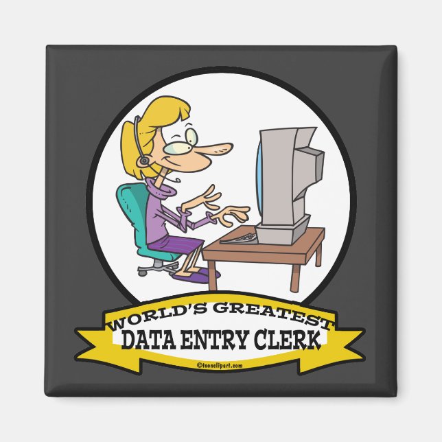 WORLDS GREATEST DATA entry CLERK WOMEN TECKNAD Magnet (Framsidan)