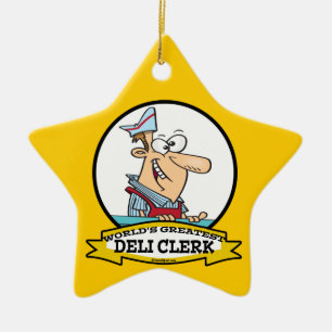 WORLDS GREATEST DELI CLERK MANAR TECKNAD JULGRANSPRYDNAD KERAMIK