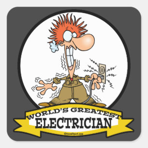 WORLDS GREATEST ELECTRICIAN MANAR TECKNAD FYRKANTIGT KLISTERMÄRKE