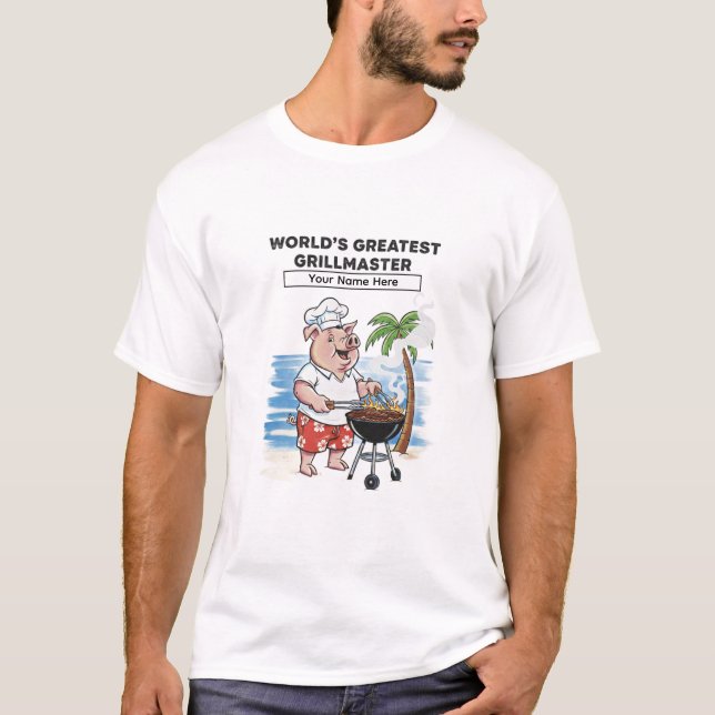 World's Greatest Grillmaster Personalized Cartoon  T Shirt (Framsida)