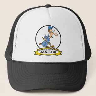 WORLDS GREATEST JANITOR TECKNAD TRUCKERKEPS