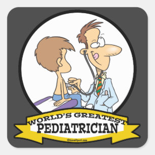 WORLDS GREATEST PEDIATRICIAN MANAR TECKNAD FYRKANTIGT KLISTERMÄRKE