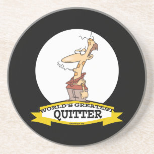 WORLDS GREATEST QUITTER ROKER TECKNAD UNDERLÄGG SANDSTEN