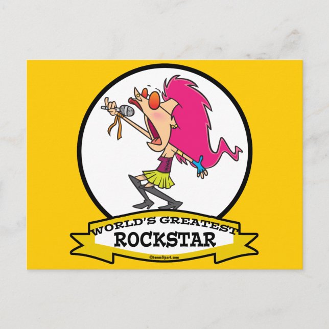 WORLDS GREATEST ROCKSTAR FEMALE TECKNAD VYKORT (Framsida)