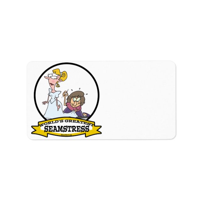 WORLDS GREATEST SEAMSTRESS TECKNAD ADRESSETIKETT (Framsidan)