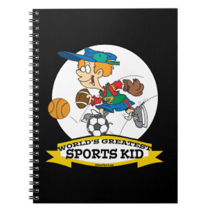 WORLDS GREATEST SPORTS KID-TECKNAD ANTECKNINGSBOK MED SPIRAL