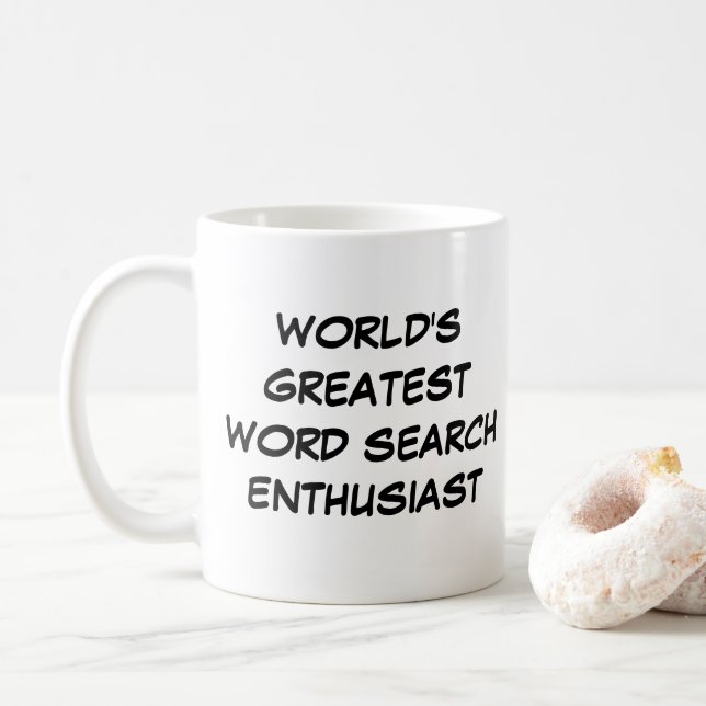 "World's Greatest Word Search Enthusiast" Mug Kaffemugg (Med munk)
