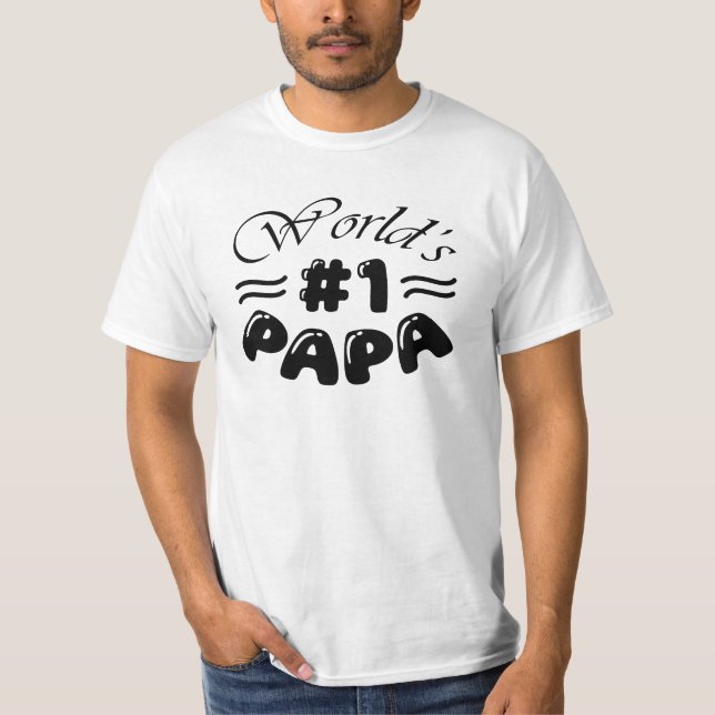 World's No 1 Pappa Typography Fars dag T Shirt (Framsida)