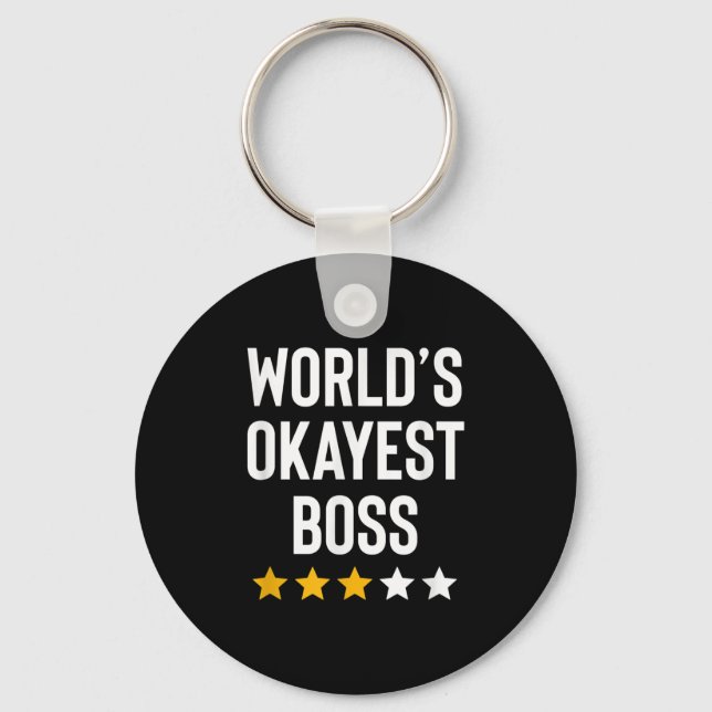 Worlds Okayest Boss Funny Birthday Christmas Gag G Nyckelring (Framsida)