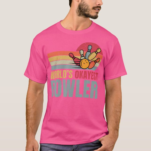 Worlds Okayest Bowlareare Funny Bowling Mamma T Shirt (Framsida)
