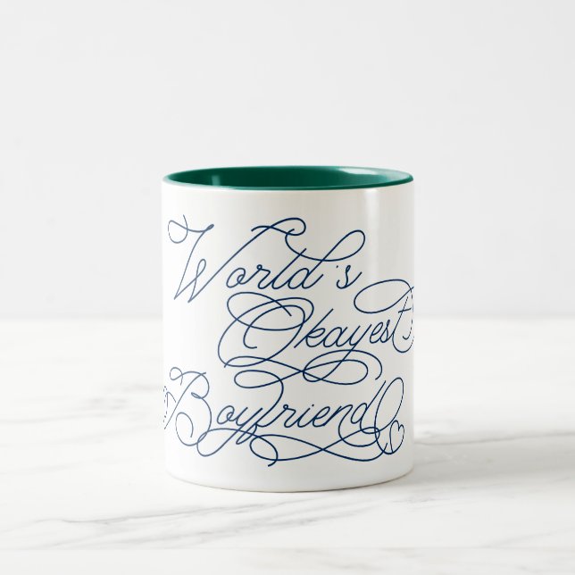 World's Okayest Boykompis Funny Cute Kärlek Quote Två-Tonad Mugg (Center)