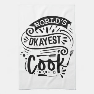 World's Okayest Cook Apron - Kitchen Utensils Kökshandduk