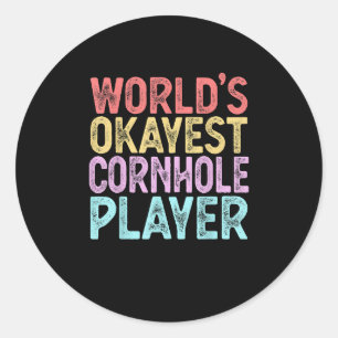 Worlds Okayest Cornhole Player Funny Cornhole Runt Klistermärke