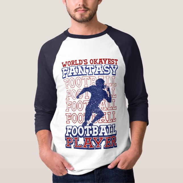 World's Okayest Fantasy Football Player USA Färg T Shirt (Framsida)