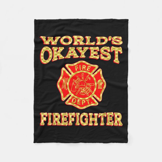 Worlds Okayest Firefighter Fireman Funny Firefight Fleecefilt (Framsidan)