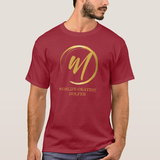 Worlds Okayest Golfer Funny Monogram T Shirt (Framsida)
