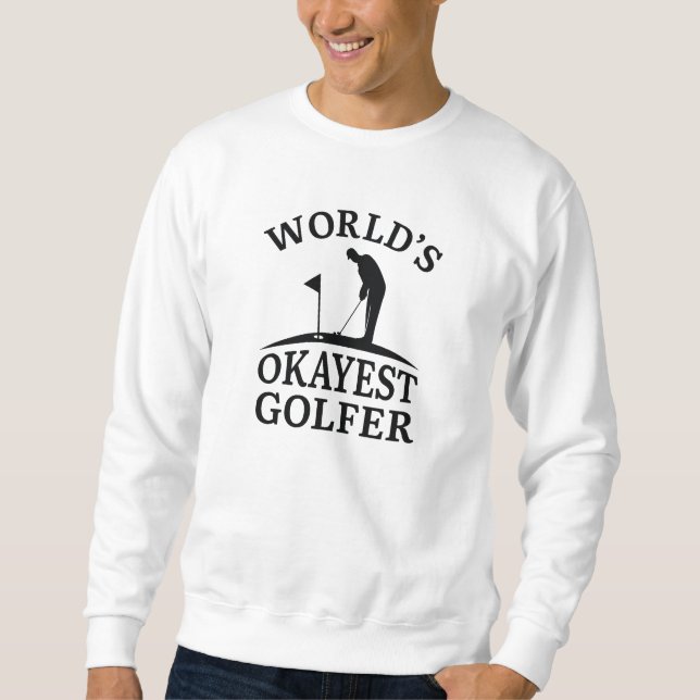 World's Okayest Golfer Lång Ärmad Tröja (Framsida)