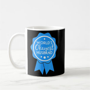 Worlds Okayest Make Ribbon Hubby Blue Kaffemugg