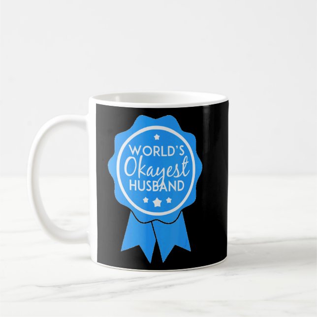 Worlds Okayest Make Ribbon Hubby Blue Kaffemugg (Vänster)