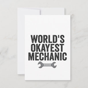 World's Okayest Mechanic Funny Auto Reparator Gift Tack Kort