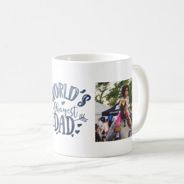 World's Okayest Pappa i Blue Denim 2-foto Kaffemugg (Framsida höger)