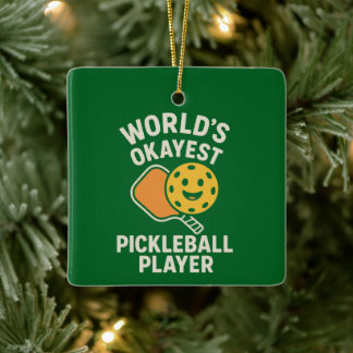 Worlds Okayest Pickleball Player Julgransprydnad Keramik