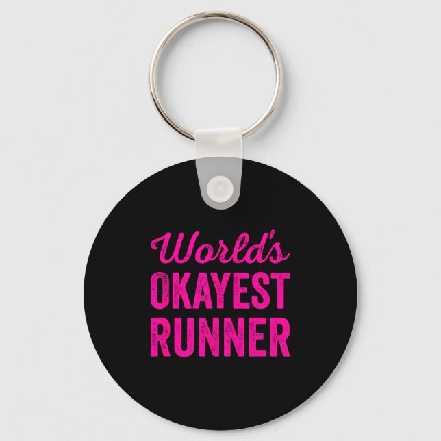 Worlds Okayest Runner Funny Sarcastic Running Srts Nyckelring (Framsida)