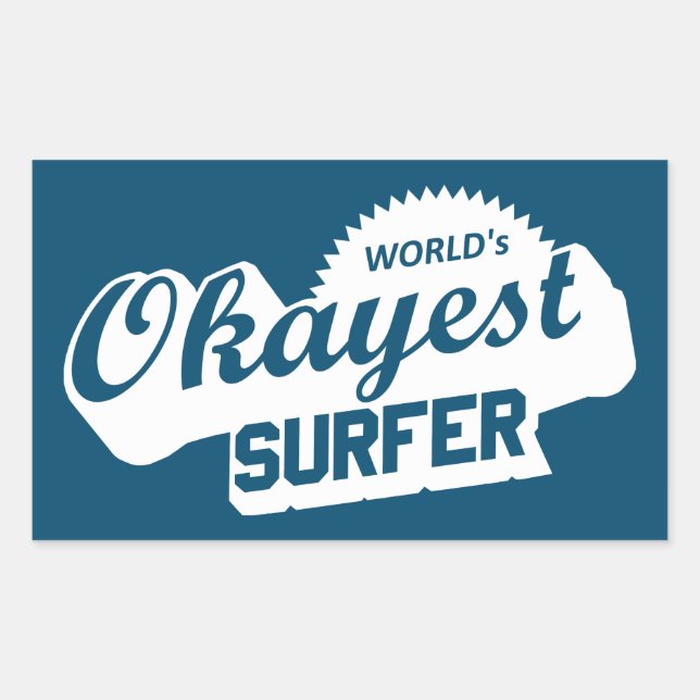 Worlds Okayest Surfer Rektangulärt Klistermärke (Framsida)