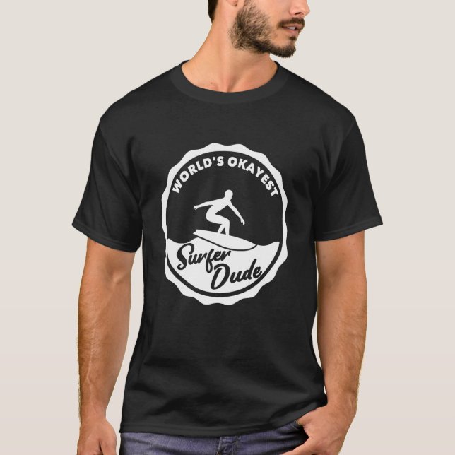Worlds Okayest Surfer, Retro Surfing 2 T Shirt (Framsida)