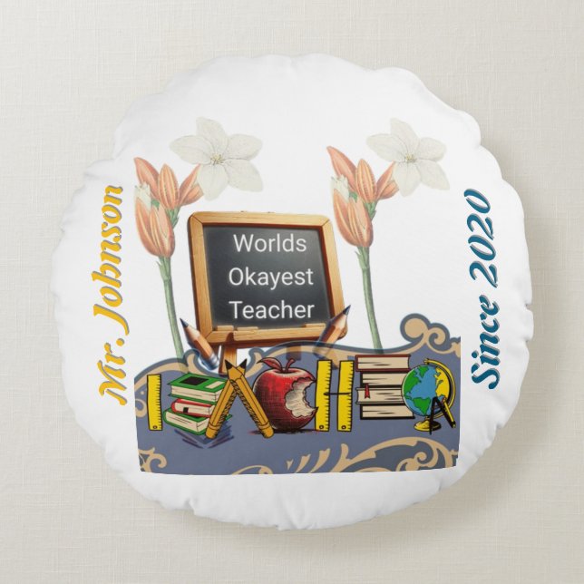 World's Okayest Teacher Dekorativ kudde - Funny Cl (Framsidan)