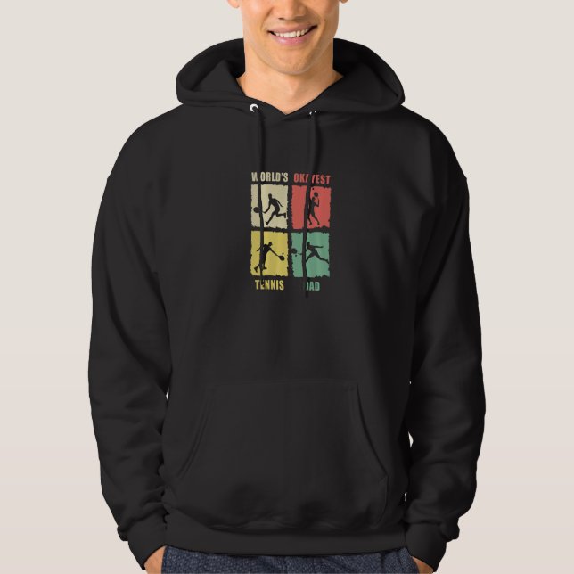 Worlds Okayest Tennis Dad Tennis Rackets Tennis Pl Hoodie (Framsida)