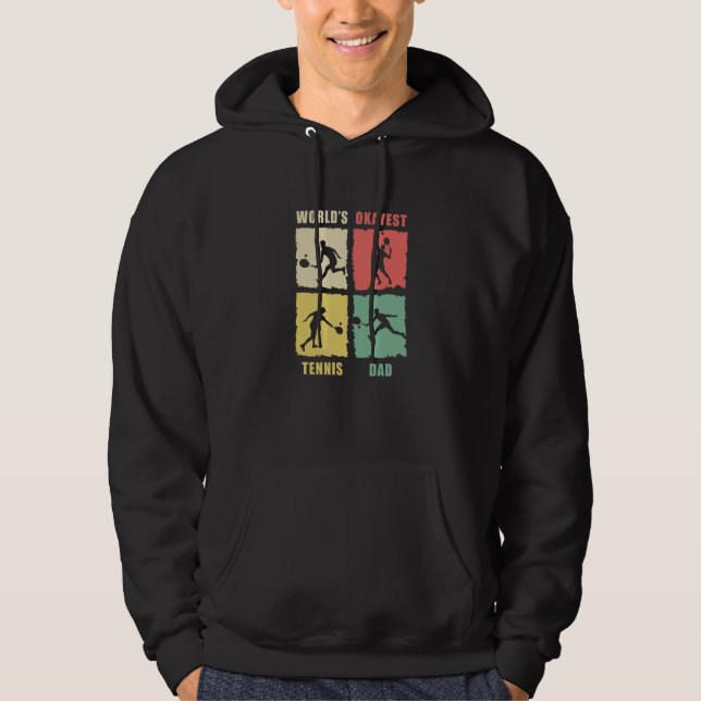Worlds Okayest Tennis Dad Tennis Rackets Tennis Pl Hoodie (Framsida)