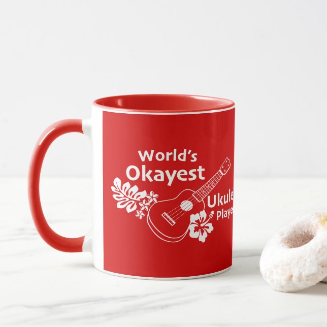 Worlds Okayest Ukelele-spelare - röd Mugg (Med munk)