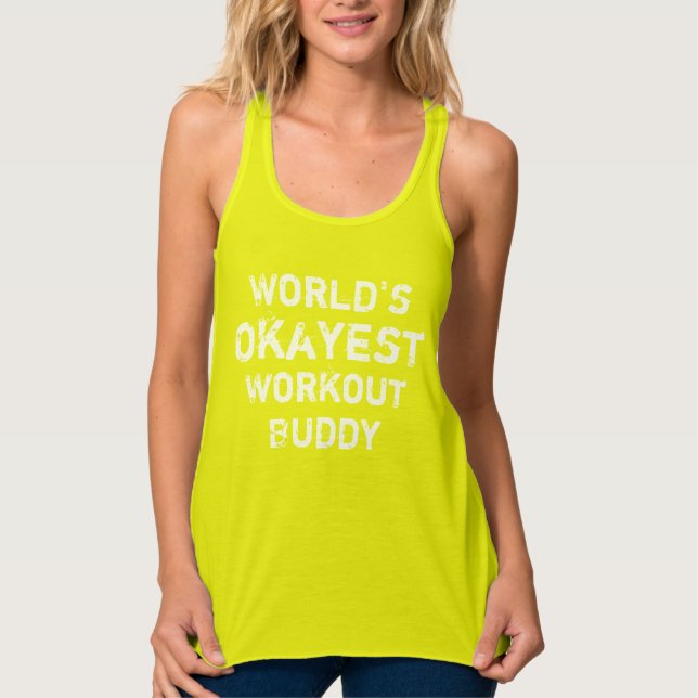 World's Okayest Workout Buddy Linne Med Racerback (Framsida)