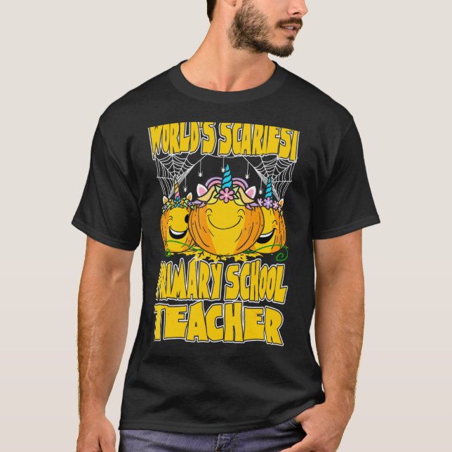 Worlds Scariest Primary School Teacher Halloween C T Shirt (Framsida)