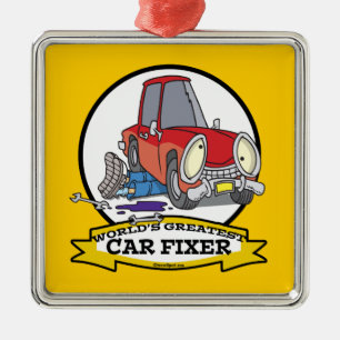 WORLDS STÖRSTA CAR FIXER-TECKNAD JULGRANSPRYDNAD METALL