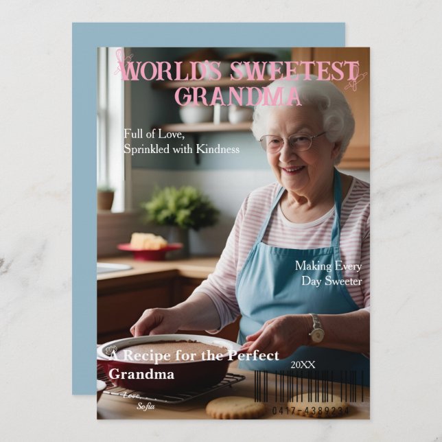 World's Sweetest Grandma' Magazine Cover card (Fram/baksida)